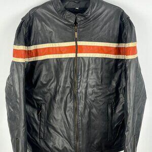 Sargent Faux Leather Jacket Biker Size L Brown Long Sleeve Full Zip Lined
